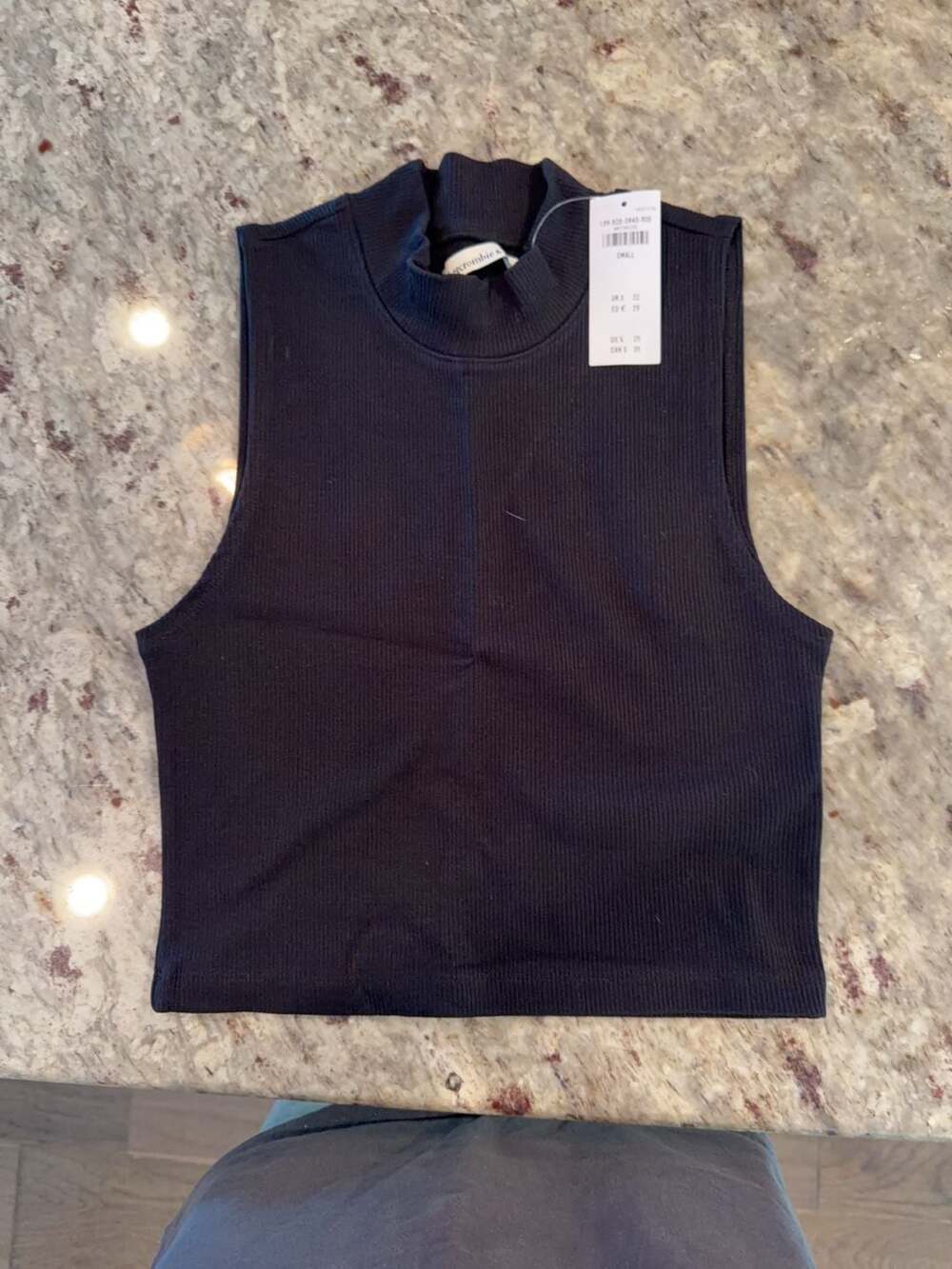 Abercrombie & Fitch Ribbed Mock Neck Tank Top Black Size Small